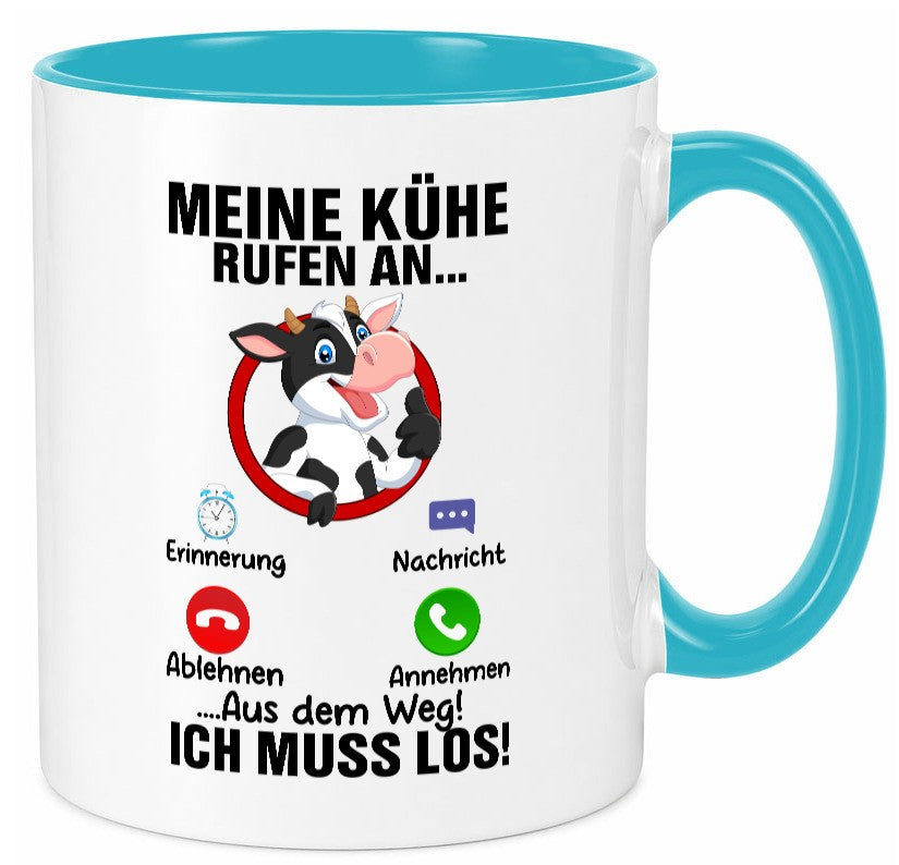 Meine Kühe rufen an | Landwirt Kuh Bauernhof Geschenk Humor Geschenkidee Tasse