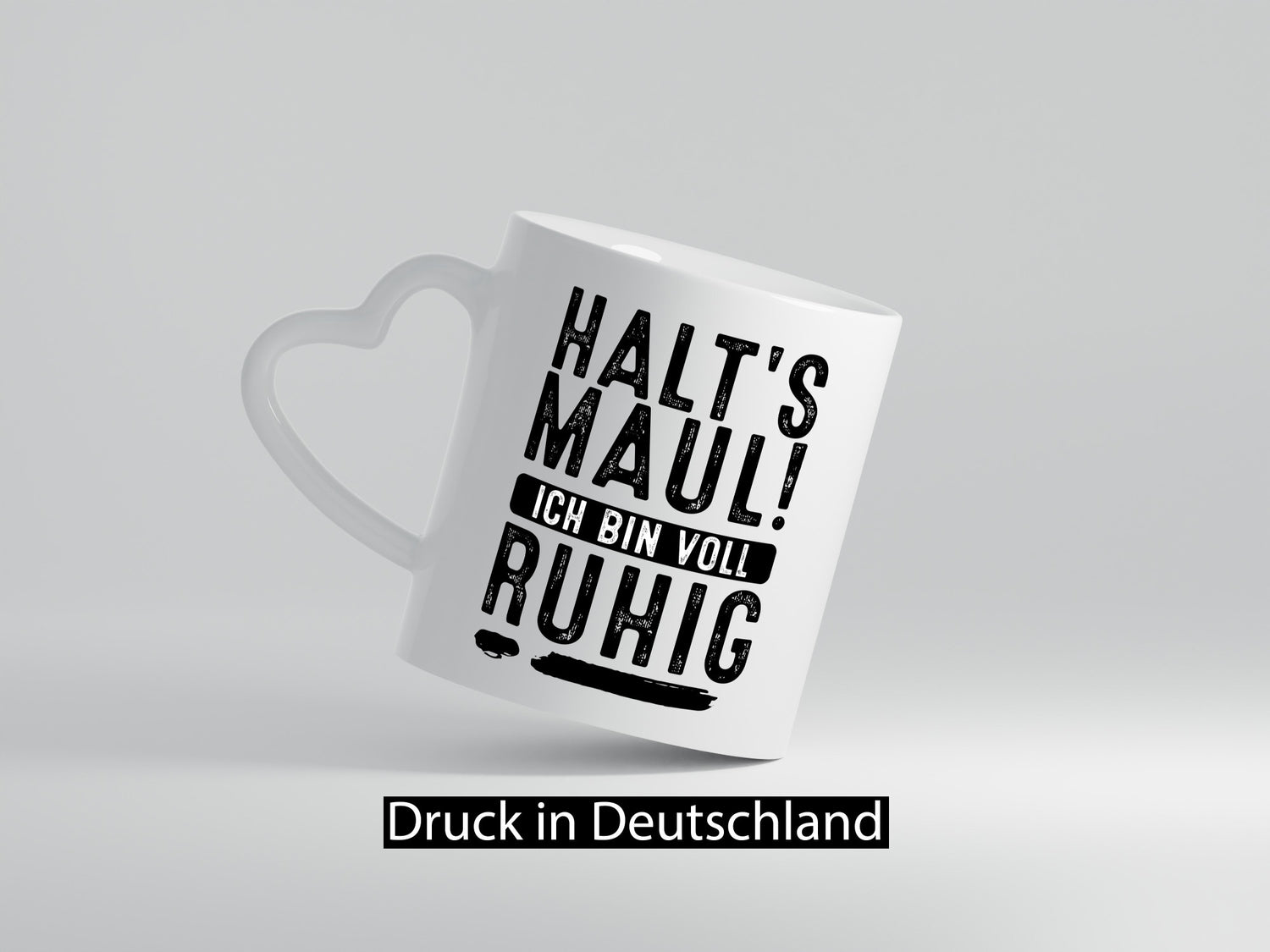 Halts Maul ich bin voll Ruhig lustiger Spruch Geschenk Humor Geschenkidee Tasse