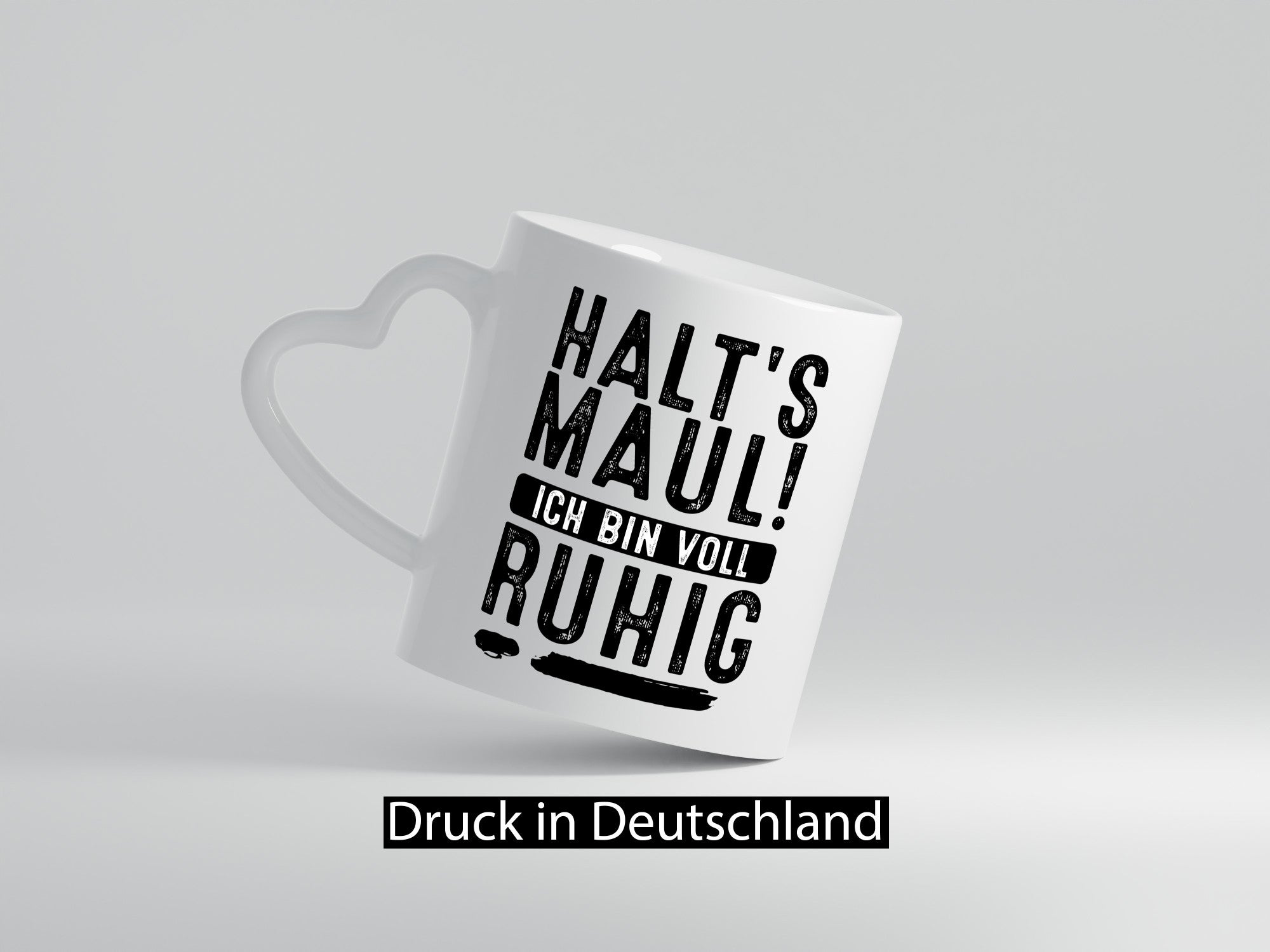 Halts Maul ich bin voll Ruhig lustiger Spruch Geschenk Humor Geschenkidee Tasse
