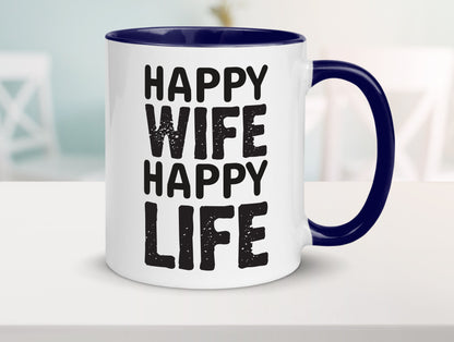 Happy Wife | Ehemann Tasse Ehefrau Humor Statement Geschenkidee