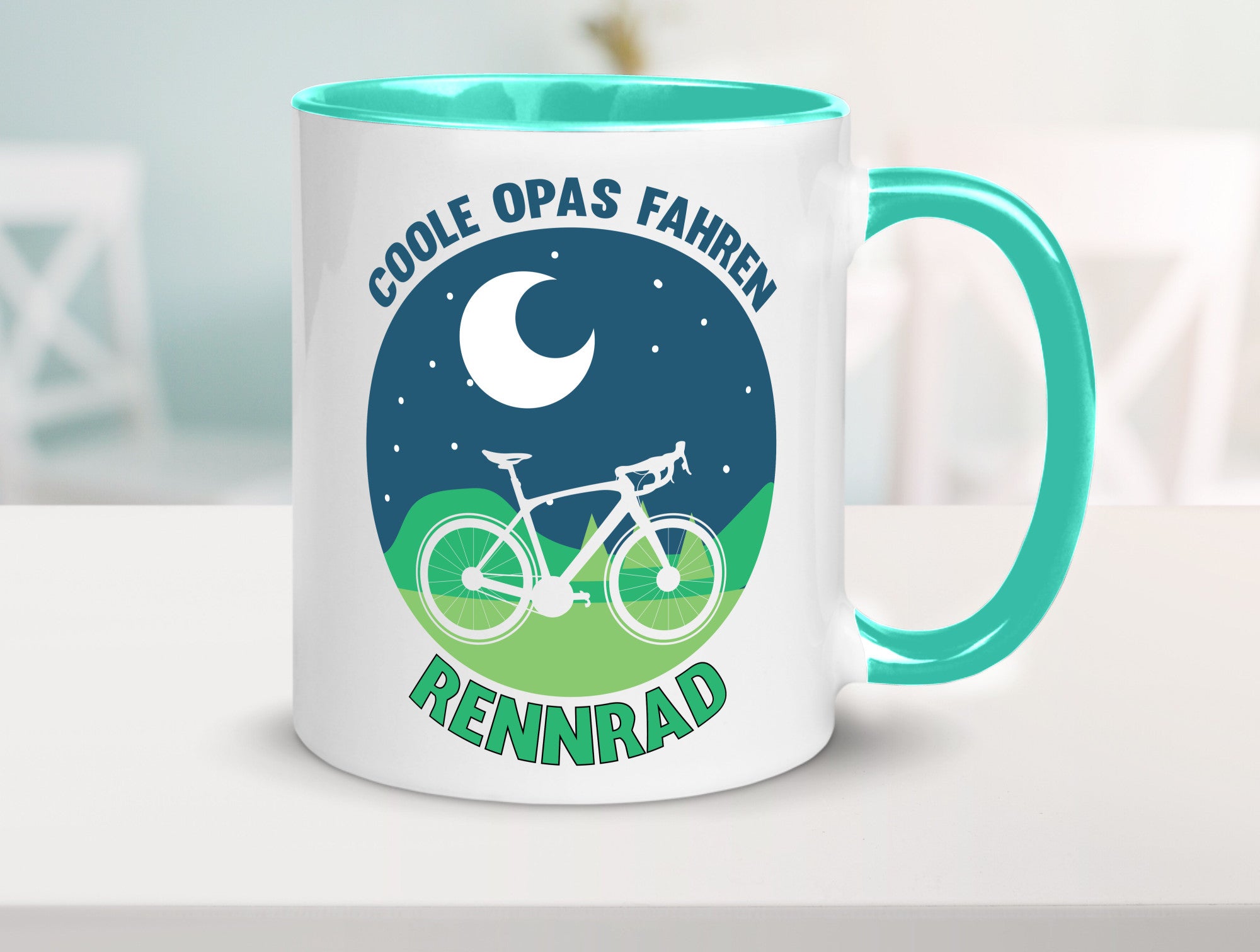 Coole Opas fahren Rennrad | Mond Landschaft Geschenk Familie Geschenkidee