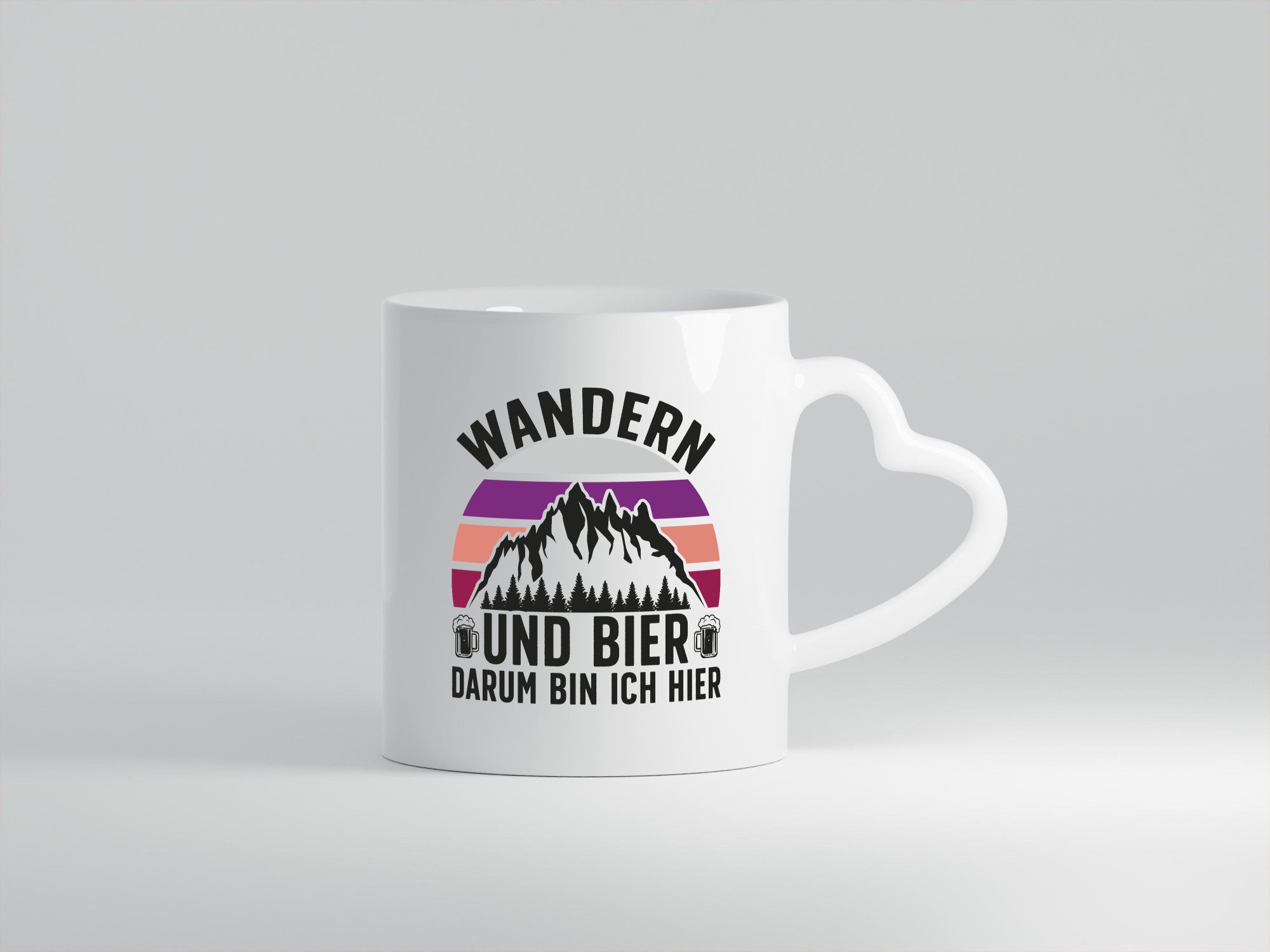 Wandern, Bier, darum bin ich hier | Bierkrug Berge lustiger Spruch Geschenk