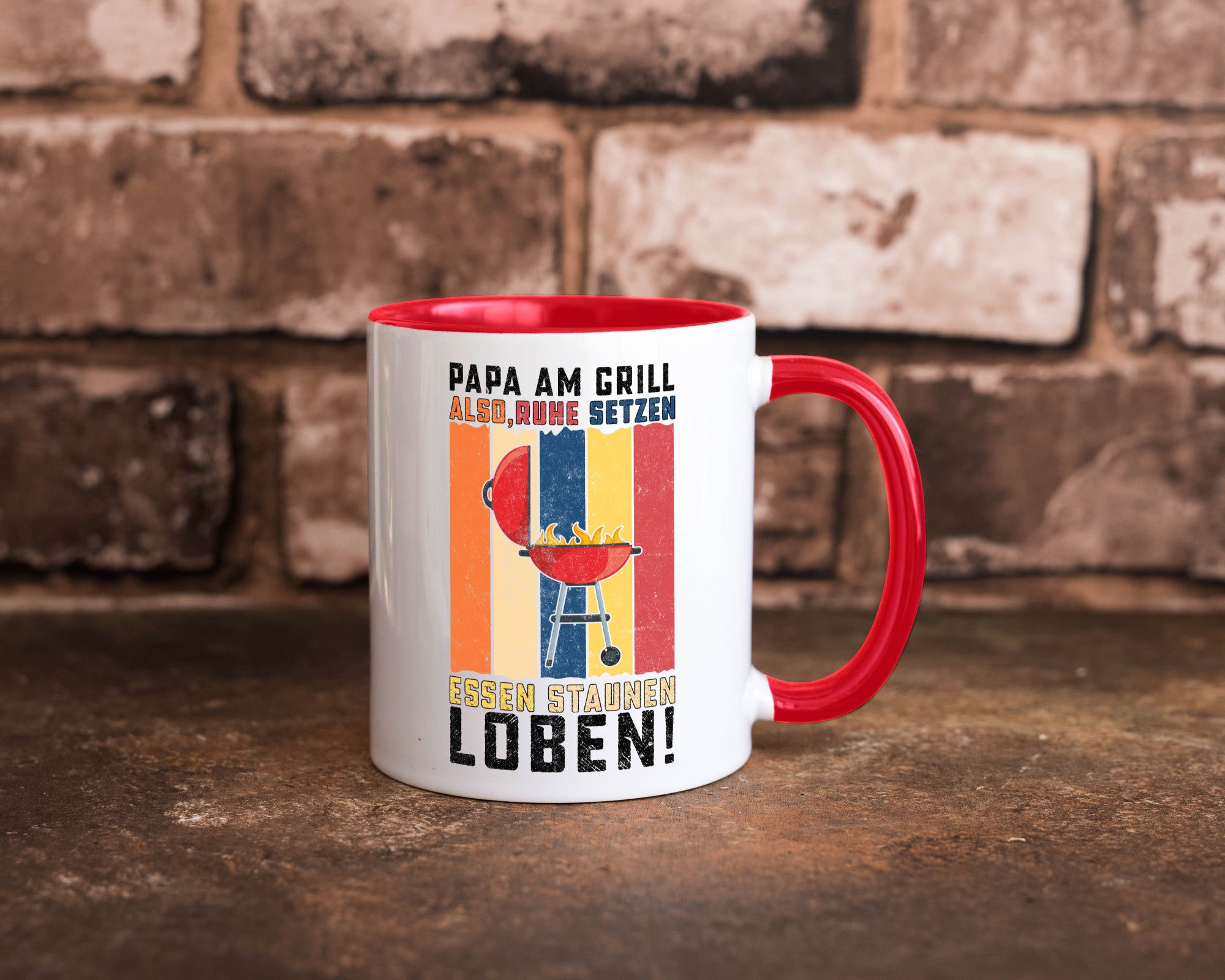 Papa am Grill | Grillmeister BBQ Grillabend v2 Geschenkidee Humor Tasse