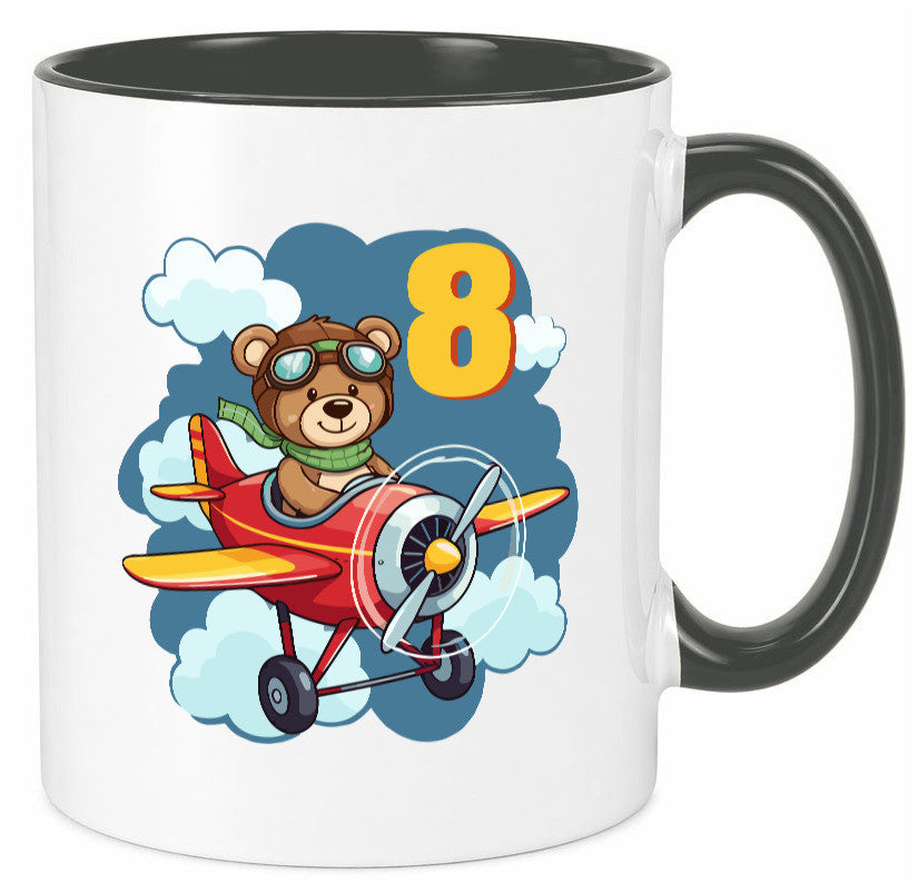 8. Geburtstag | 8 Jahre Kinder Pilot Flugzeug lustig Geschenkidee Geschenk Tasse