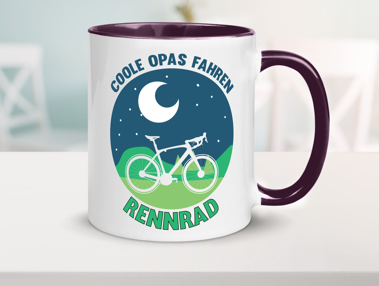 Coole Opas fahren Rennrad | Mond Landschaft Geschenk Familie Geschenkidee
