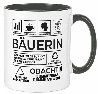 Achtung Probleme Bäuerin | Bauernhof Landwirtschaft Geschenk Humor Geschenkidee Tasse