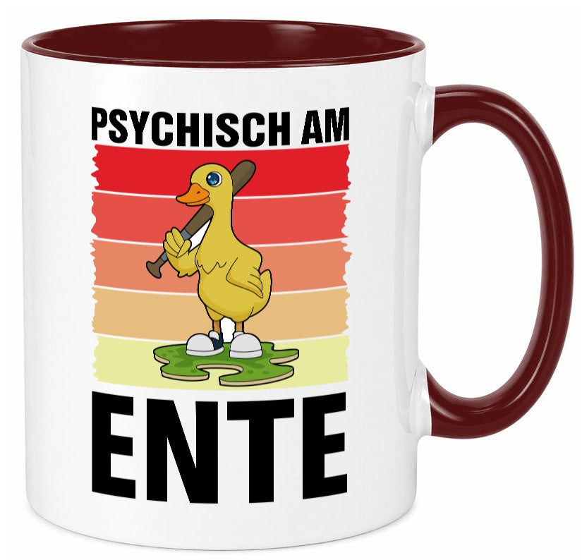 Psychisch am Ente | mit Baseball schläger Sunset v2 lustig Humor Geschenkidee Tasse