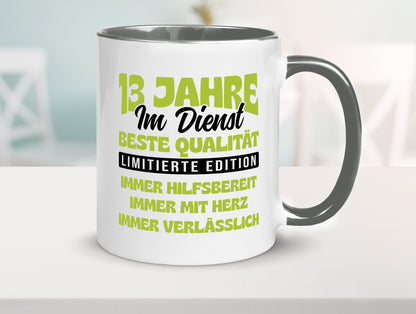13 Jahre im Dienst | Jubiläum Arbeit v4 lustig Kollegen Büro Geschenk Tasse