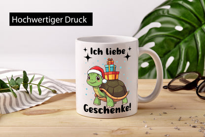 Ich liebe Geschenke | Weihnachtsschildkröte Geschenk Humor Geschenkidee