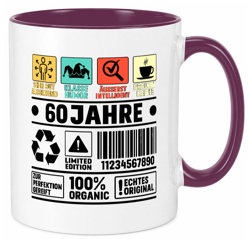 60. Geburtstag | 60 Jahre Humor Limited Edition Geschenkidee Tasse