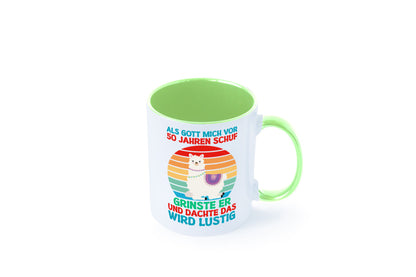 50. Geburtstag | 50 Jahre Gut Schuf mich Lama v2 Humor Geschenkidee Tasse