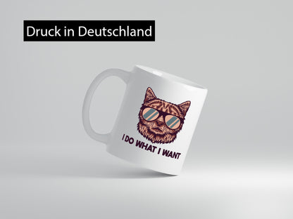 I do what want | Katze Brille Geschenkidee Tierliebhaber Humor Tasse