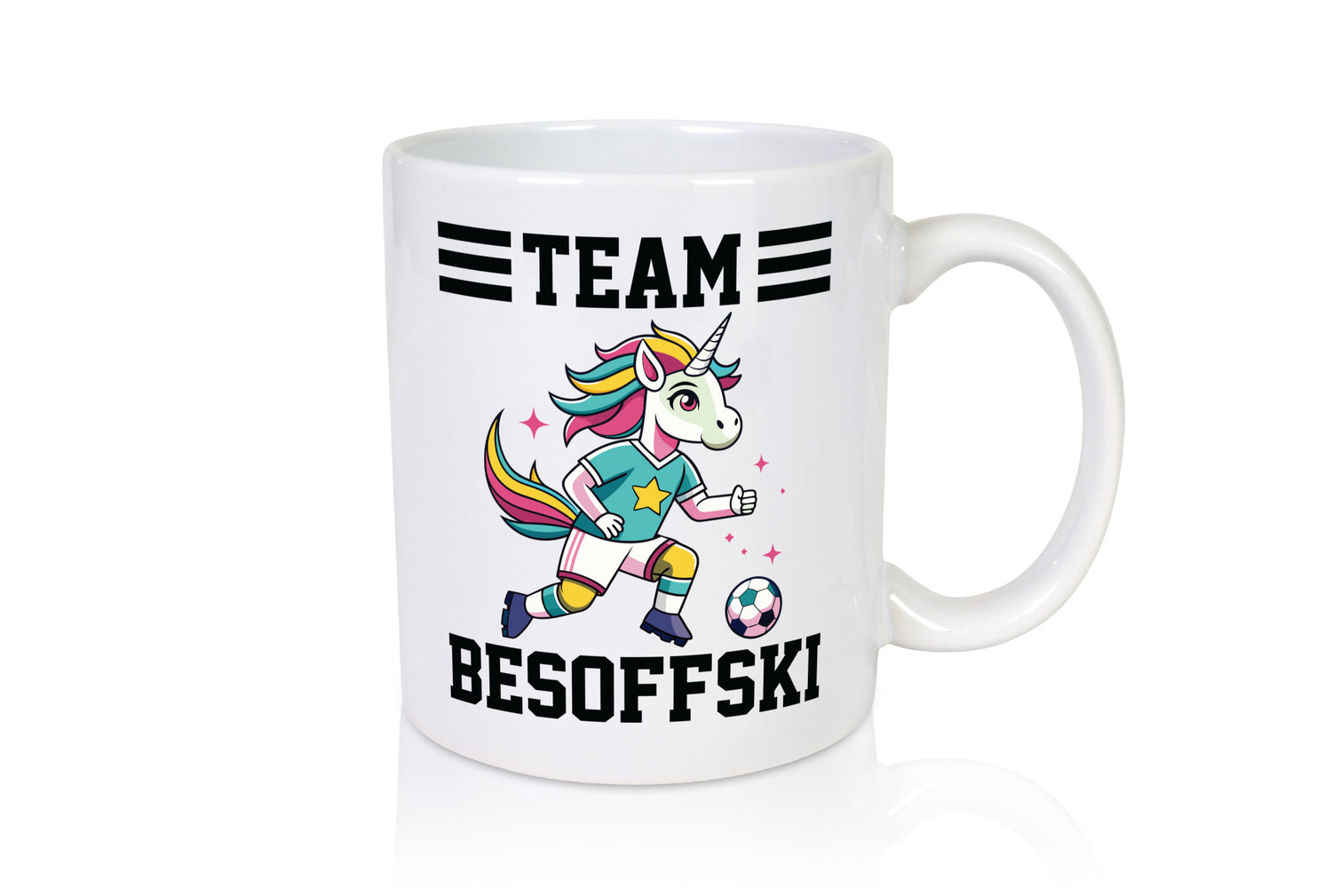 Team Besoffski | Einhorn Fußball v2 Geschenkidee Humor Tasse