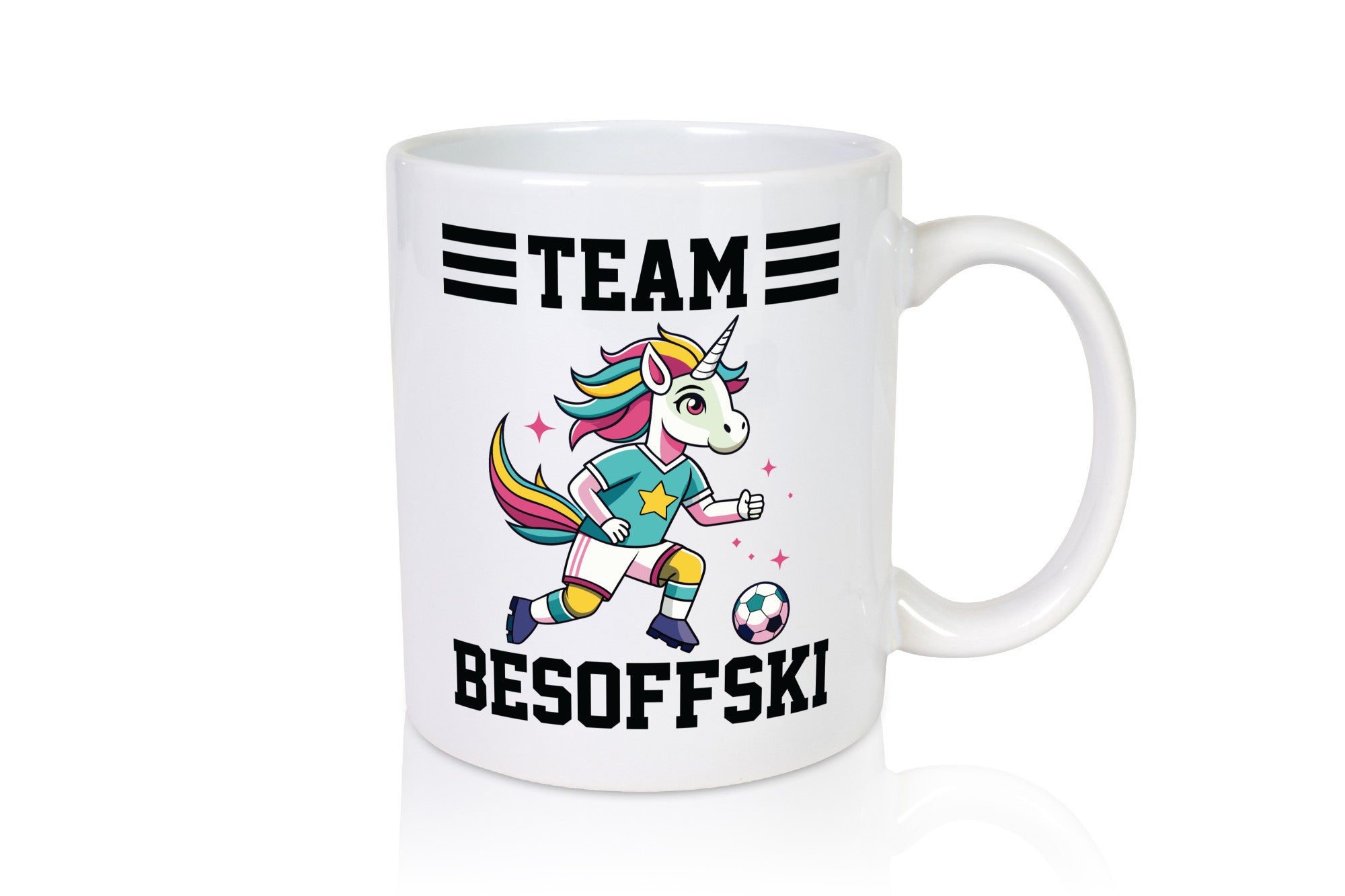 Team Besoffski | Einhorn Fußball v2 Geschenkidee Humor Tasse