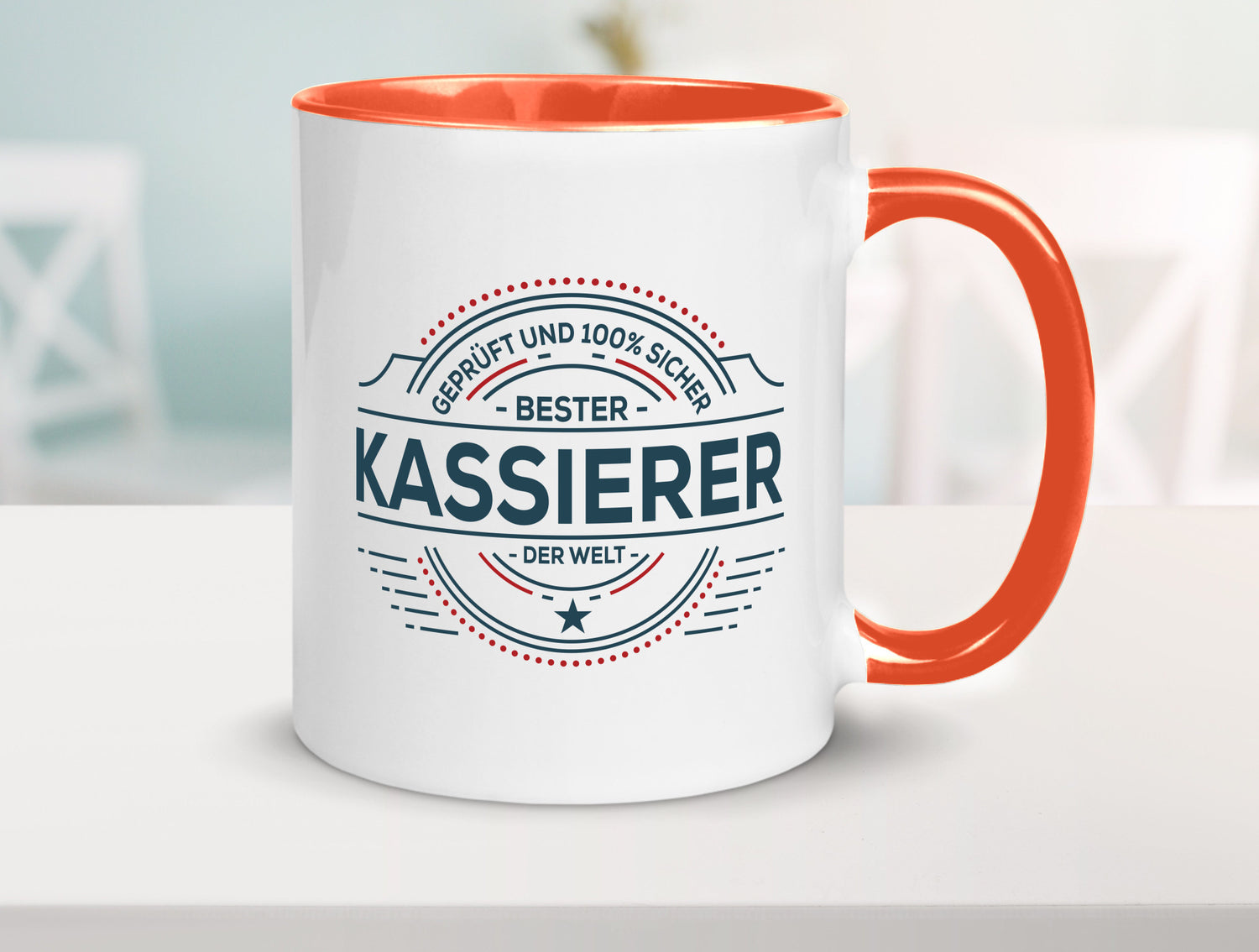 Geprüft und sicher: Kassierer lustig Humor Geschenkidee Geschenk Tasse