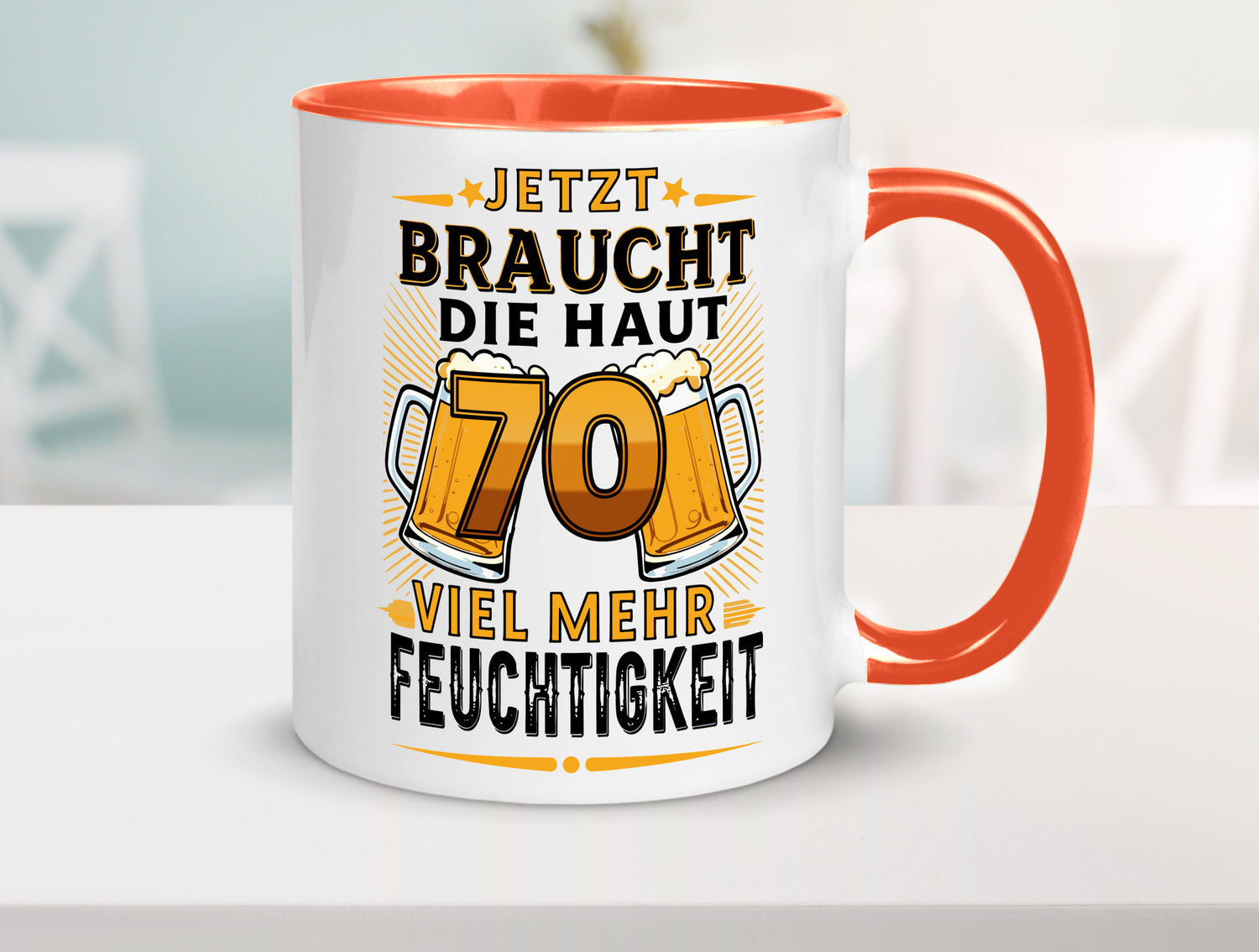 70 braucht die haut mehr Feuchtigkeit | 70. Geburtstag Humor Geschenkidee Tasse