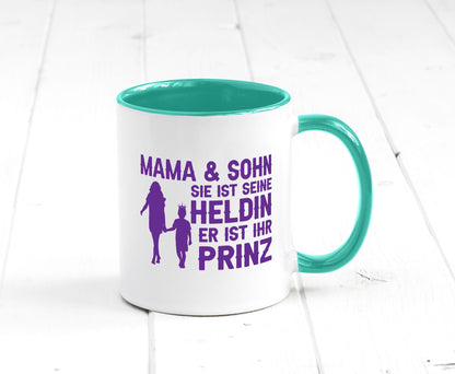 Mama &amp; Sohn | Helding Prinz Mutterliebe Geschenkidee Familie Humor Tasse