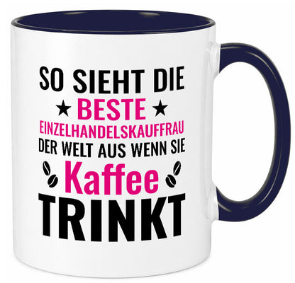 Kaffee trinkt: Einzelhandelskauffrau | Einzelhandel Humor Geschenkidee Tasse