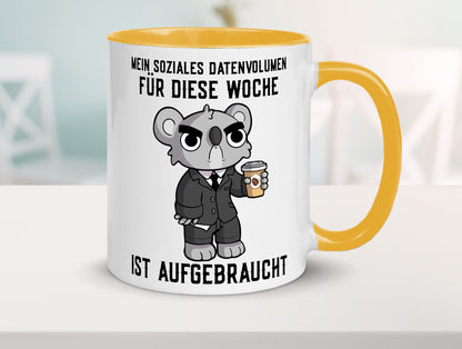 Soziales Datenvolumen | wütender Bär Einzelgänger Nerd Geschenkidee Humor Tasse
