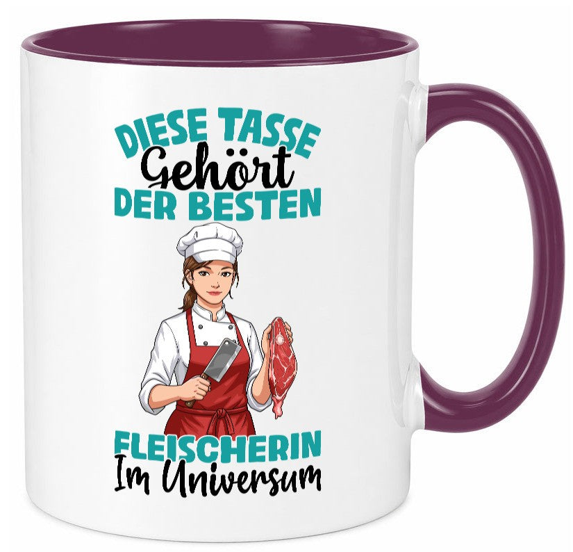 Im Universum: Fleischerin | Schlachterei lustiger Spruch Geschenk Humor Tasse