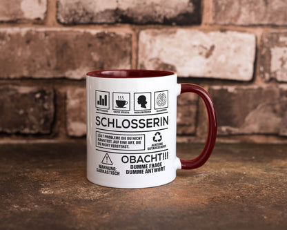 Achtung Probleme Schlosserin | Schlosserei Geschenkidee Humor Tasse