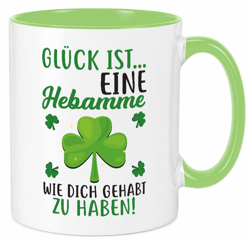 Hebamme Dankeschön | Dankes Tasse Kleeblätter Glück Humor Geschenkidee
