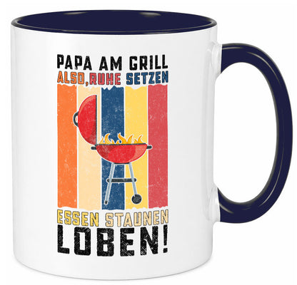Papa am Grill | Grillmeister BBQ Grillabend v2 Geschenkidee Humor Tasse