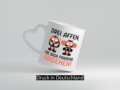 Drei affen die sich Fragend ansehen | v2 lustig Humor Geschenkidee Geschenk