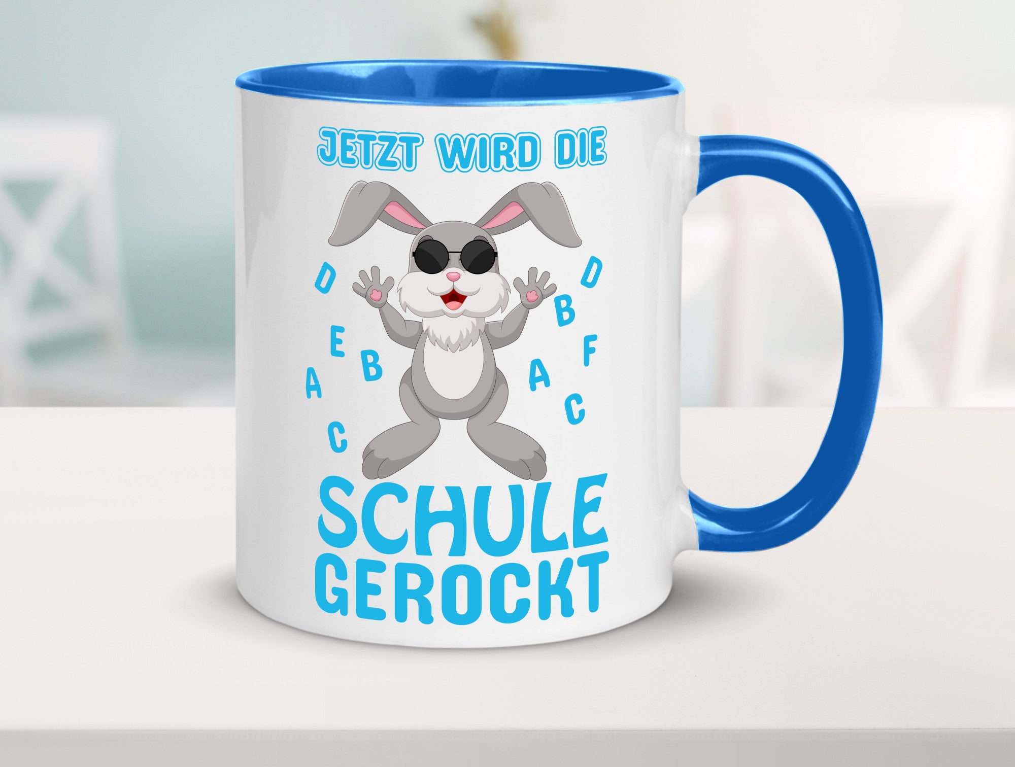 Schule wird gerockt | Schulbeginn Tasse cooler Hase lustiger Spruch Geschenk