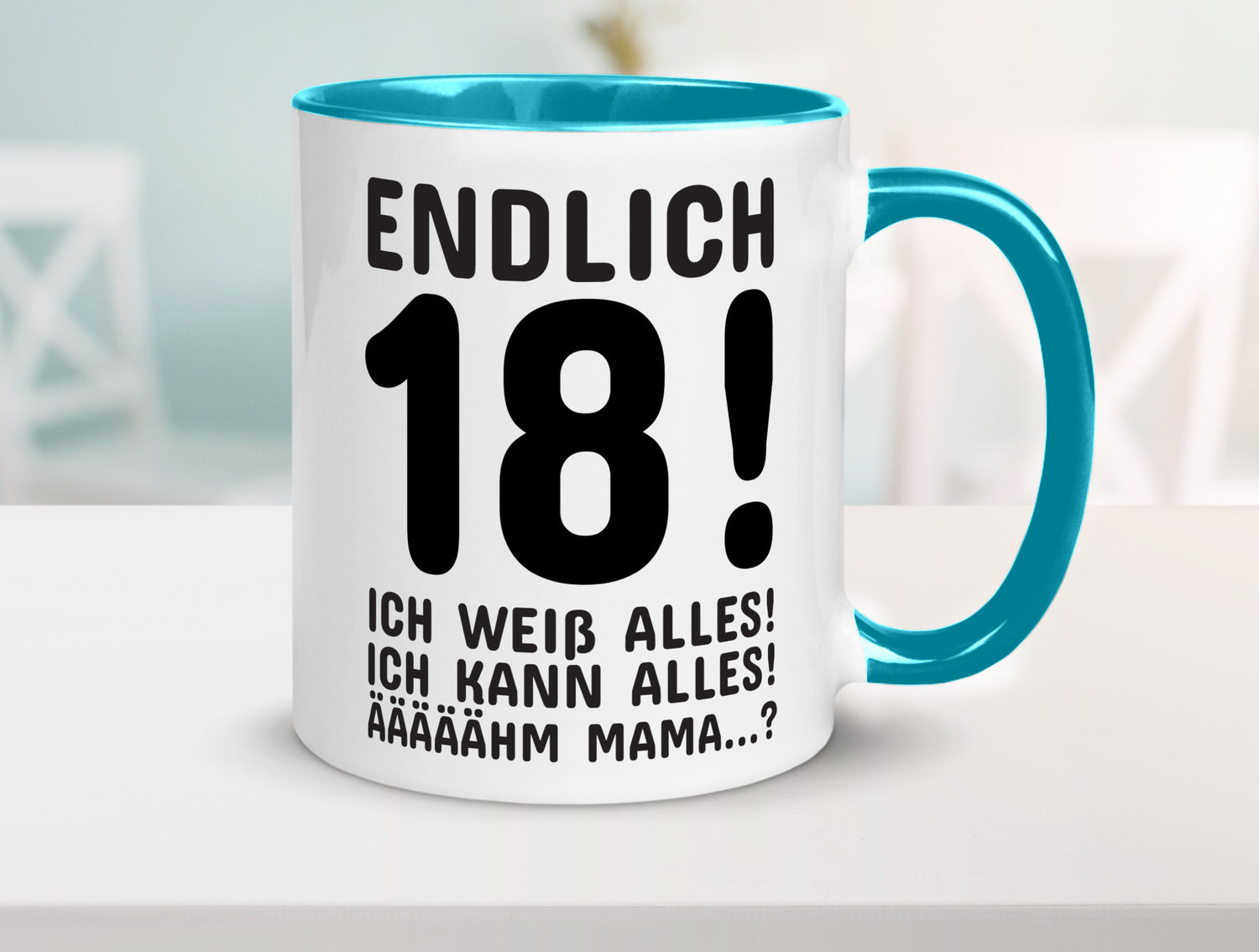Endlich 18 | Geburtstag Tasse volljährig Erwachsen lustig Geschenkidee Geschenk