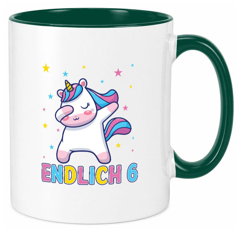 Endlich 6 | Einhorn Sterne lustiger Spruch Geschenk Humor Geschenkidee Tasse