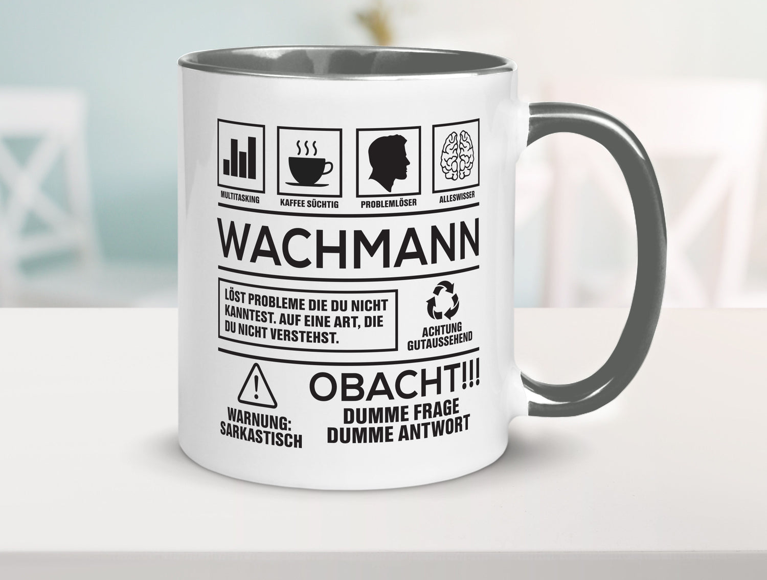 Achtung Probleme Wachmann | Wachpersonal Nachtwächter Geschenkidee Humor Tasse