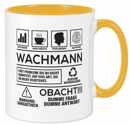 Achtung Probleme Wachmann | Wachpersonal Nachtwächter Geschenkidee Humor Tasse
