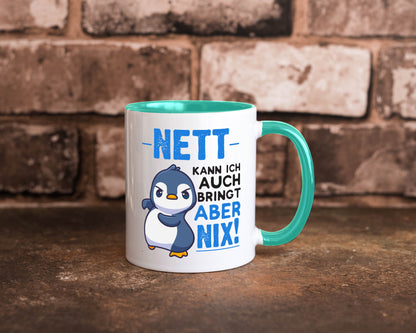 Nett kann ich auch | lustige Spruchtasse Pinguin Geschenk Humor Geschenkidee