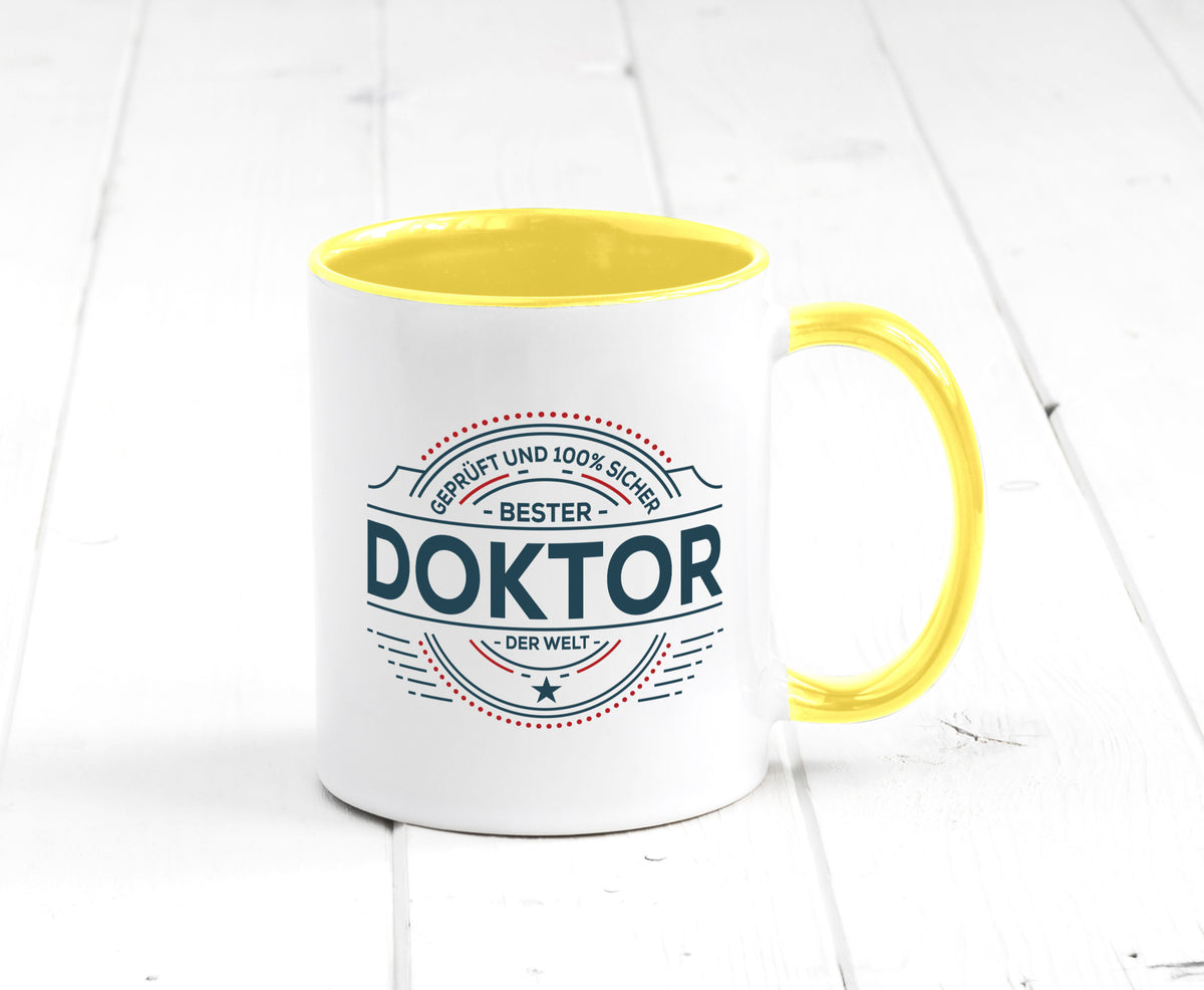 Geprüft und sicher: Doktor | Doktorand Doktortitel lustiger Spruch Geschenk Tasse