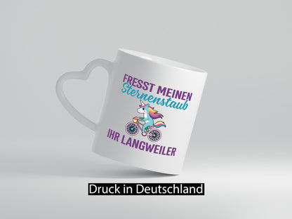 Fresst meinen Sternenstaub | Einhorn Fahrendes v2 Humor Geschenkidee Tasse