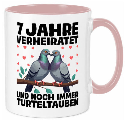 7 Jahre verheiratet | Turteltauben Ehe Ehepaar Geschenkidee Humor Tasse