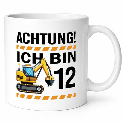 12 Geburtstag Ich bin | Bagger Junge Geschenk Geschenkidee lustiger Spruch Tasse