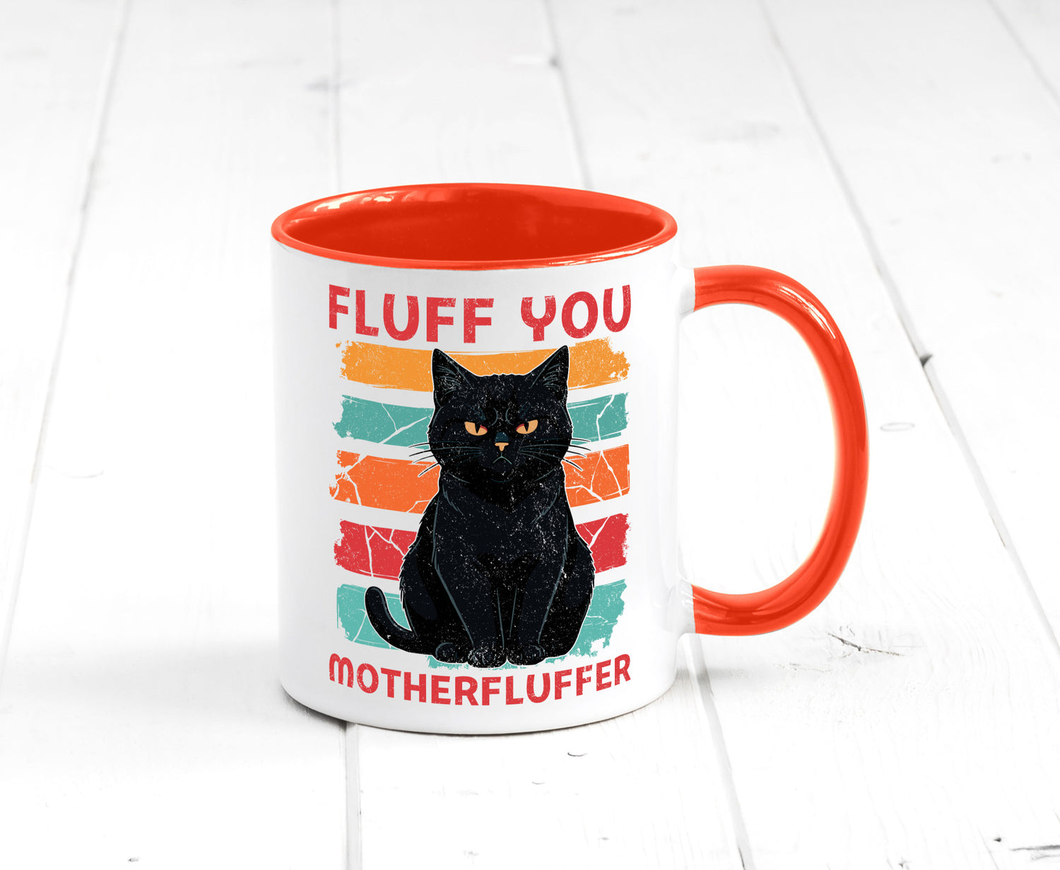 Fluff you Motherfluffer | Schwarze Katze Böse Humor Tierliebhaber Geschenkidee