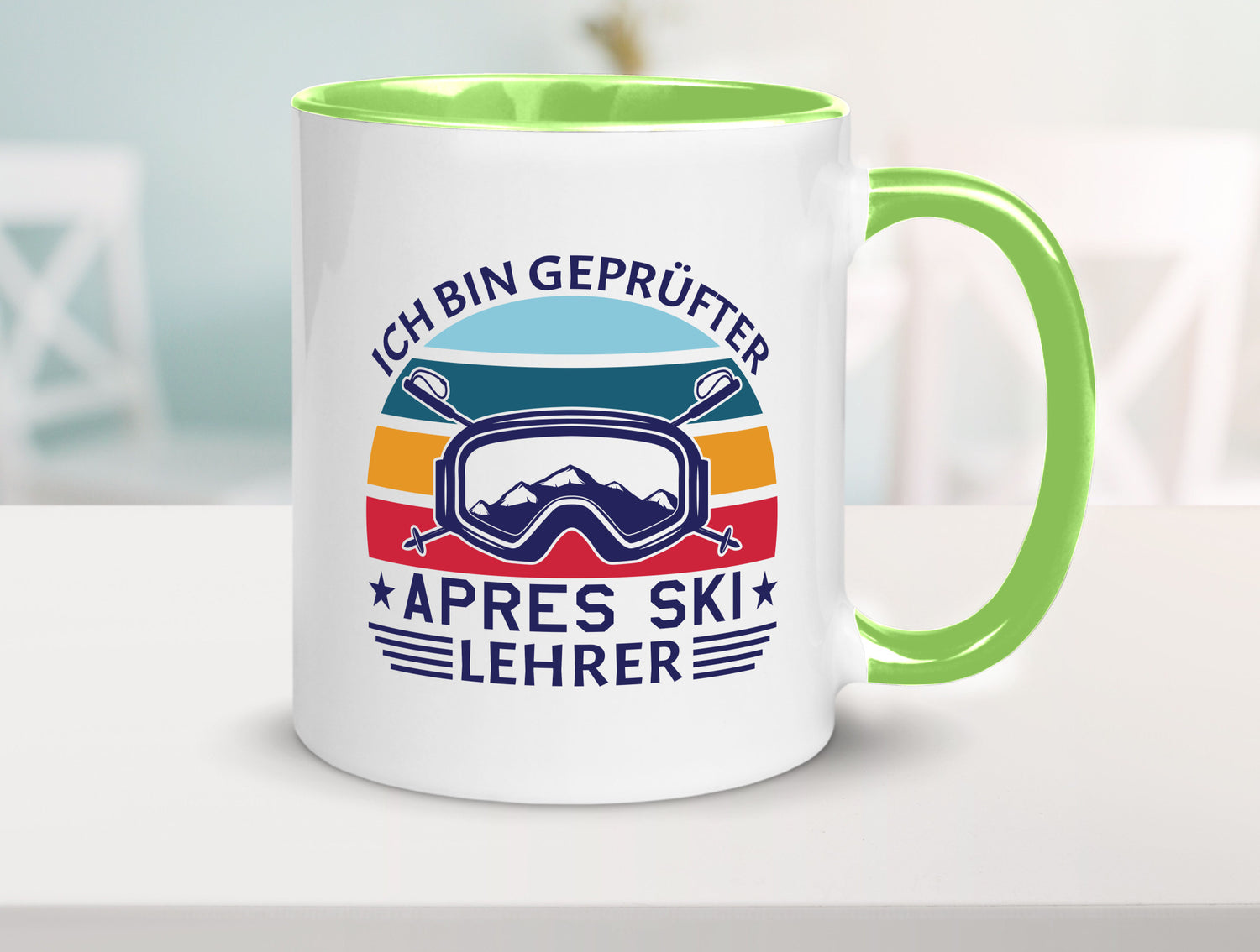 Geprüfter Apres Ski Lehrer | Ski-Brille Berge Ski-Stöck lustig Humor