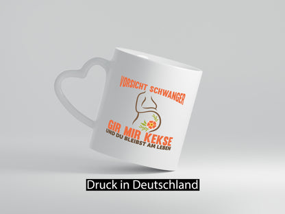 Vorsicht schwanger | Spruchtasse Kekse Statement lustiger Spruch Geschenk Humor