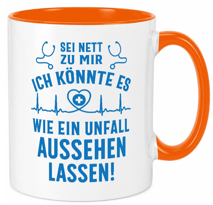 Sei nett, könnte wie ein Unfall aussehen | Stethoskop v3 lustig Humor Tasse