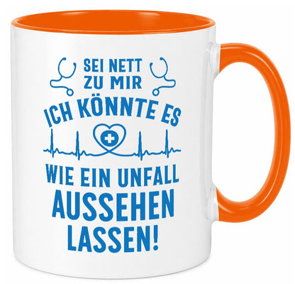 Sei nett, könnte wie ein Unfall aussehen | Stethoskop v3 lustig Humor Tasse