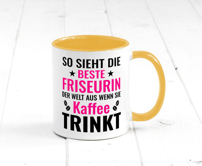 Kaffee trinkt: Friseurin | Friseuse Frisörin lustig Humor Geschenkidee Geschenk