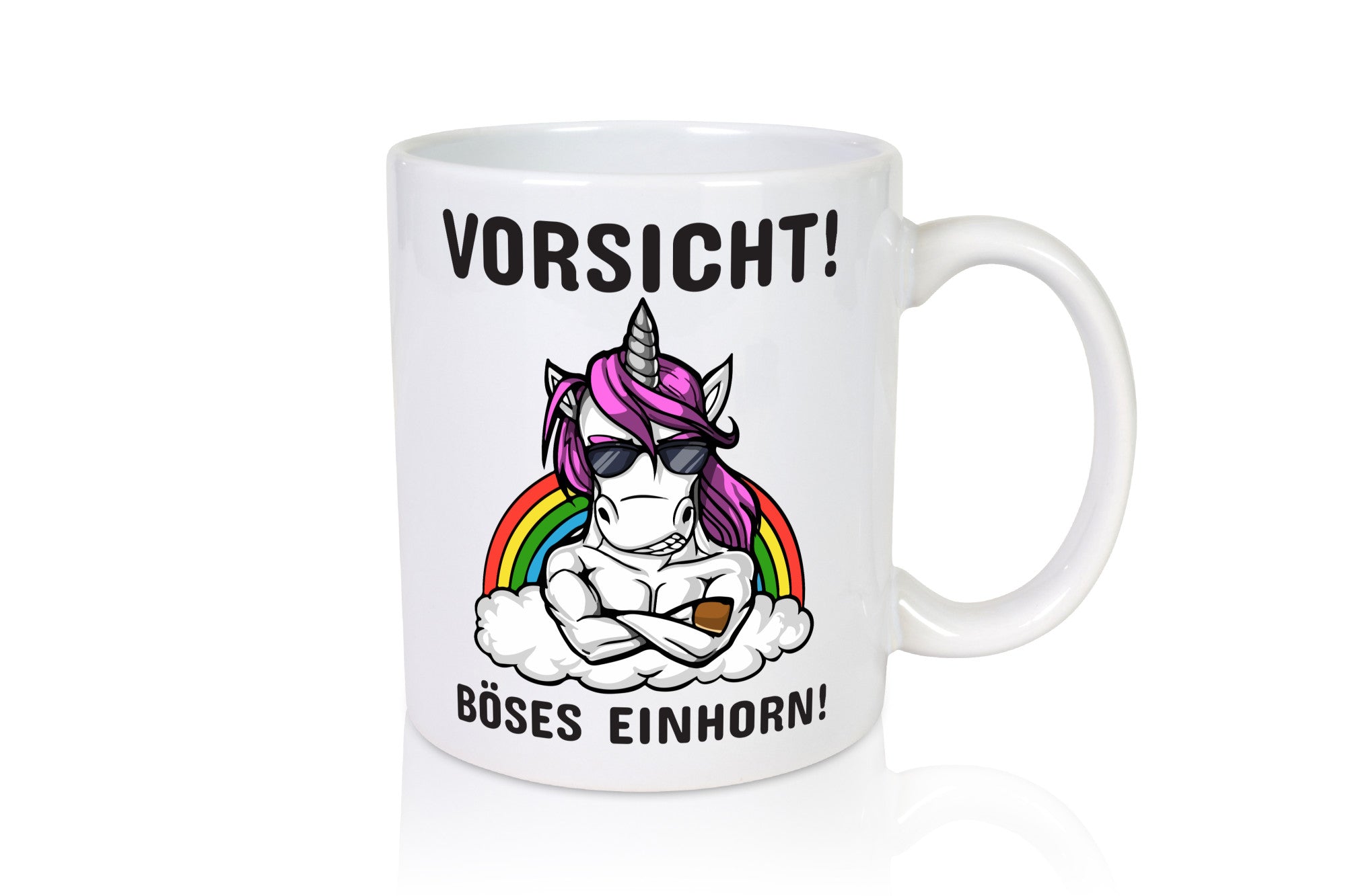 Vorsicht! Böses Einhorn | Spruchtasse mit Motiv Geschenk Humor Geschenkidee