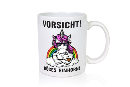 Vorsicht! Böses Einhorn | Spruchtasse mit Motiv Geschenk Humor Geschenkidee