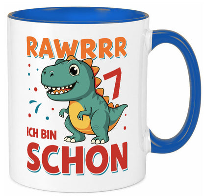 7. Geburtstag | 7 Jahre Raw ich bin schon T-Rex Geschenk Geschenkidee lustiger Tasse