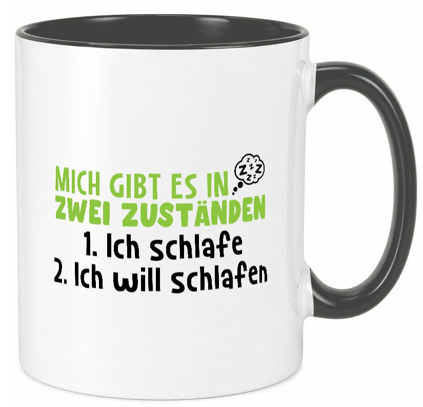 Zwei Zustände | Schlaf Faulpelz Schlafmütze Müdigkeit lustig Humor Geschenkidee Tasse