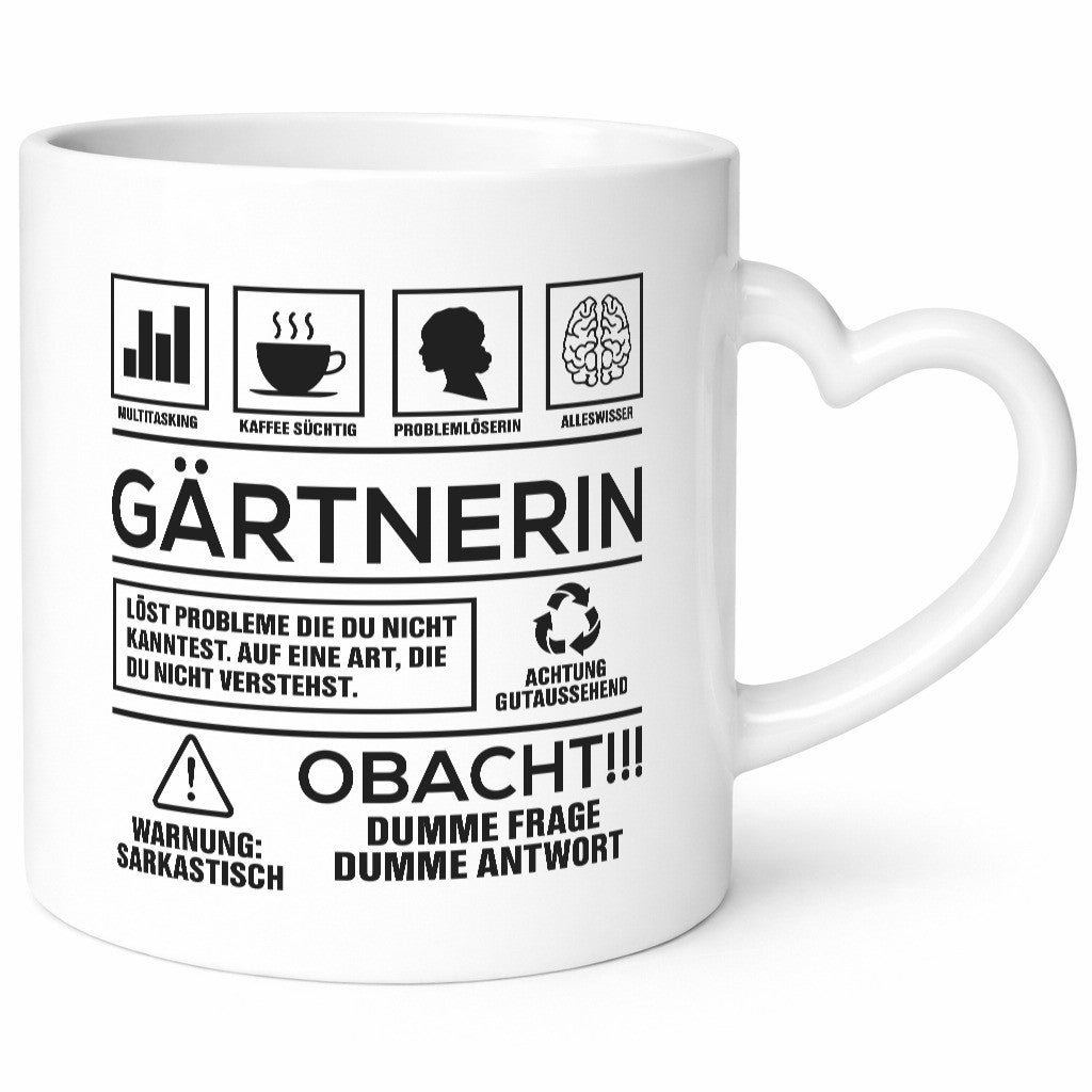 Achtung Probleme Gärtnerin | Gartenbau Humor Geschenkidee Tasse
