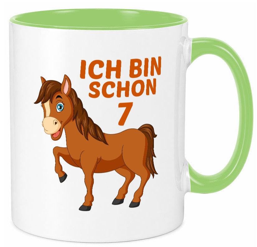 7. Geburtstag | Ich bin schon 7 Pferde Pony Humor Geschenkidee Tasse